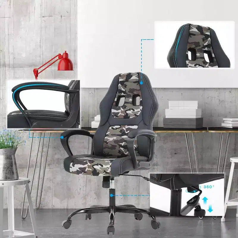 FDW Office Chair PC Gaming Chair Cheap Desk Chair PU Leather Executive Computer Chair Lumbar Support for Women, Men