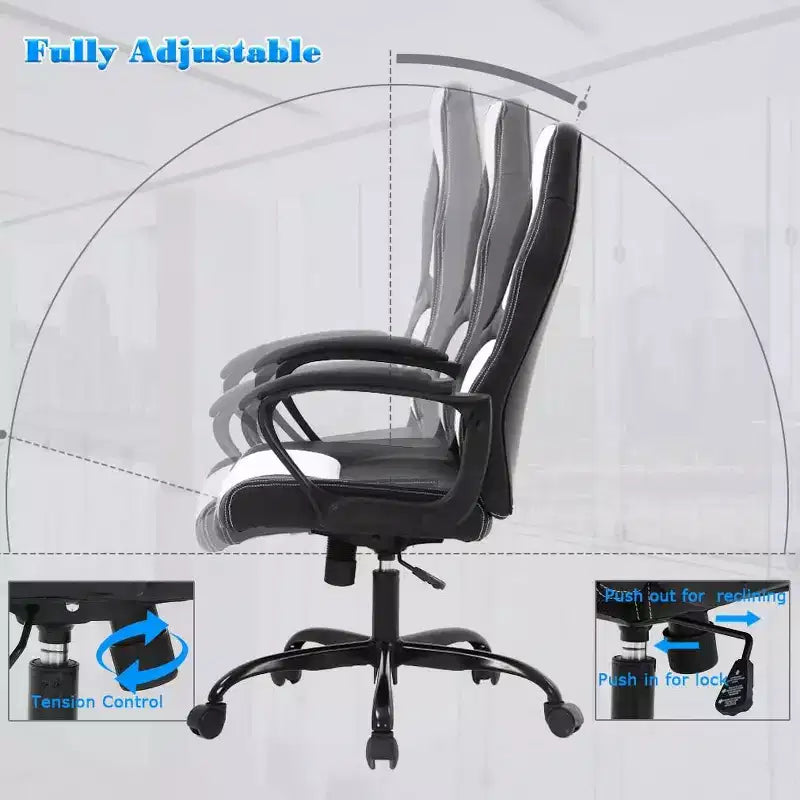 FDW Office Chair PC Gaming Chair Cheap Desk Chair PU Leather Executive Computer Chair Lumbar Support for Women, Men