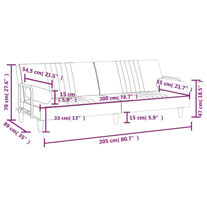 vidaXL Sofa Bed with Armrests Couch Recliner Loveseat Folding Daybed Velvet - 80.7 x 35 x 27.6