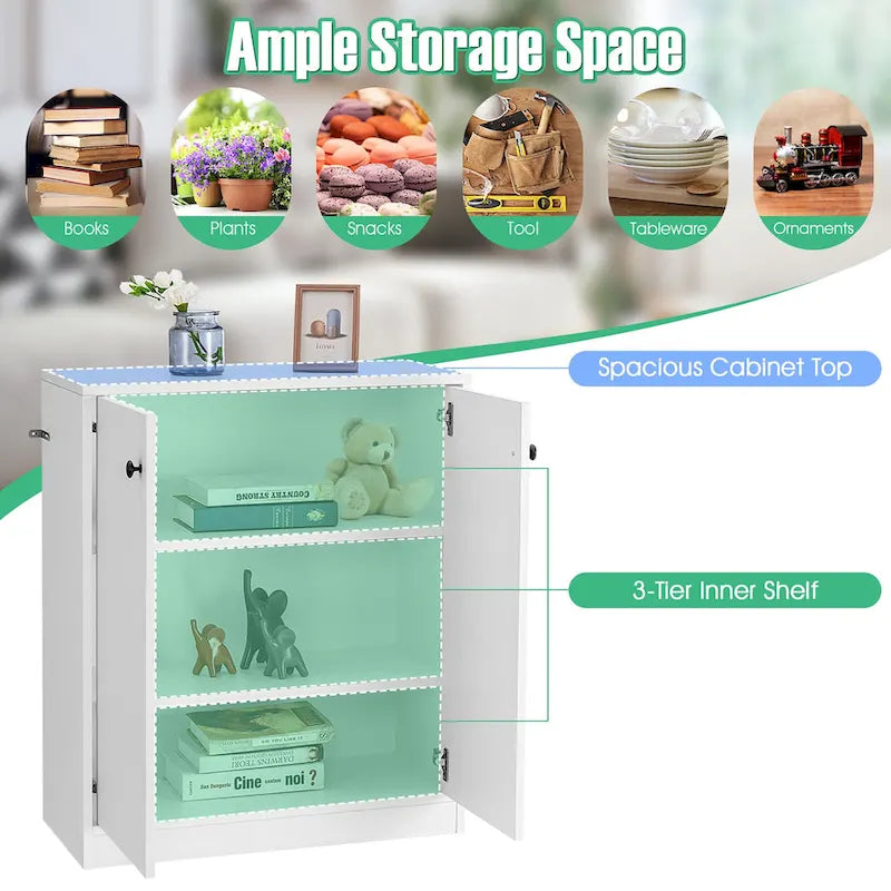 Costway 2-Door Storage Cabinet Buffet Cabinet with 3 Shelves - See Details
