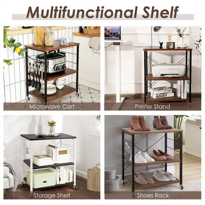 Costway 3-Tier Kitchen Baker's Rack Microwave Oven Storage Cart w/ - See details