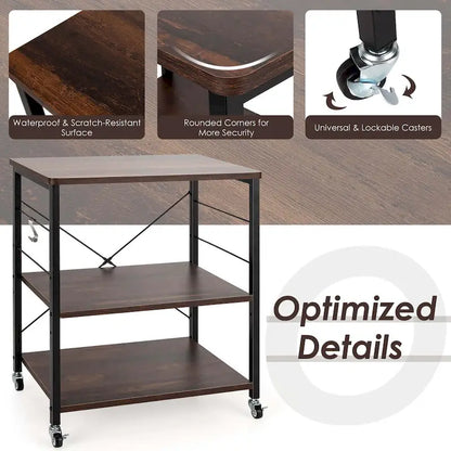 Costway 3-Tier Kitchen Baker's Rack Microwave Oven Storage Cart w/ - See details