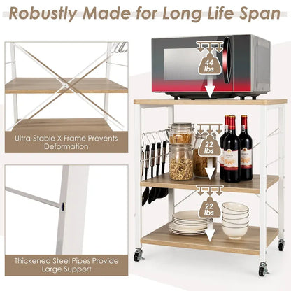 Costway 3-Tier Kitchen Baker's Rack Microwave Oven Storage Cart w/ - See details