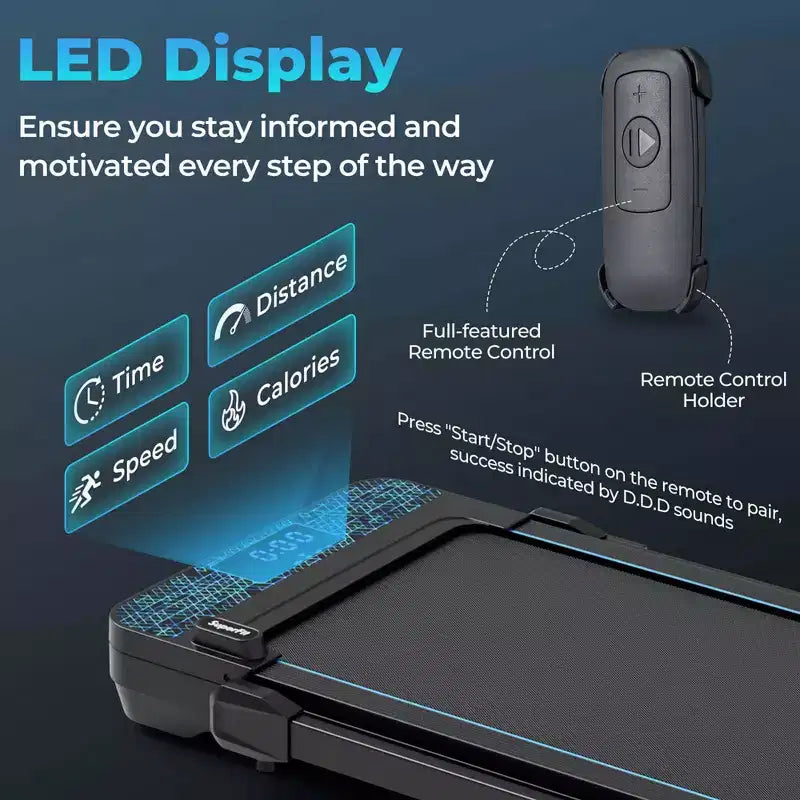 Costway 2 in 1 Folding Treadmill Walking Pad with Remote & APP Control and LED Display