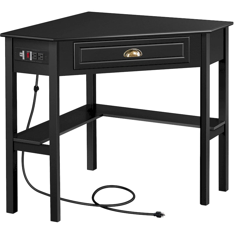 Yaheetech L Shaped Corner Computer Desk with Power Outlets
