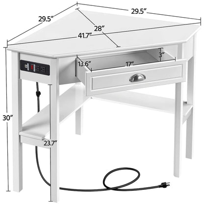 Yaheetech L Shaped Corner Computer Desk with Power Outlets