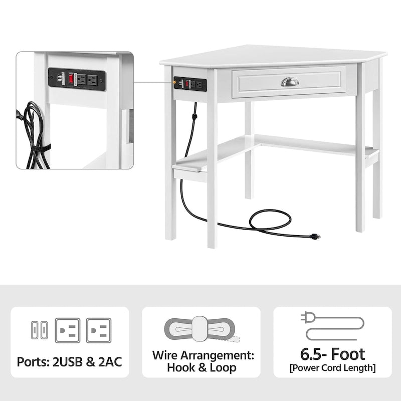 Yaheetech L Shaped Corner Computer Desk with Power Outlets