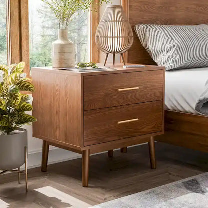 Furniture of America Beau Midcentury 3-Piece Walnut Low Profile Wood Bedroom Set