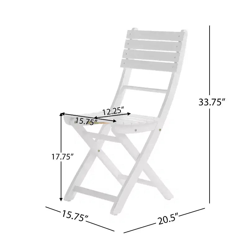 GDFStudio Rabion Outdoor Acacia Wood 5 Piece Folding Dining Set, White