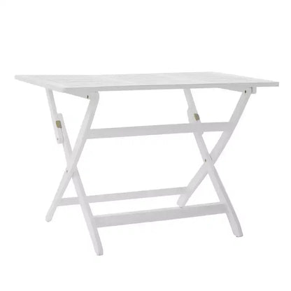 GDFStudio Rabion Outdoor Acacia Wood 5 Piece Folding Dining Set, White