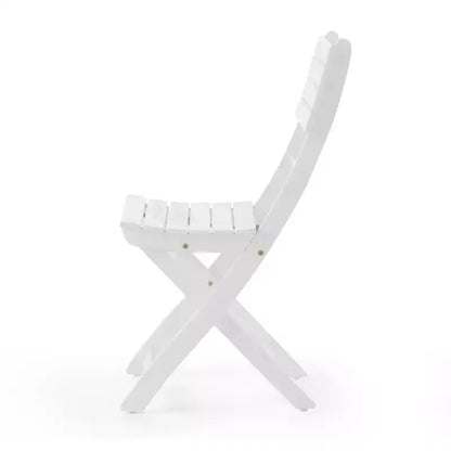 GDFStudio Rabion Outdoor Acacia Wood 5 Piece Folding Dining Set, White