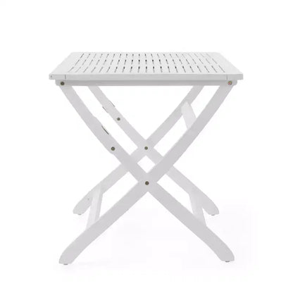 GDFStudio Rabion Outdoor Acacia Wood 5 Piece Folding Dining Set, White