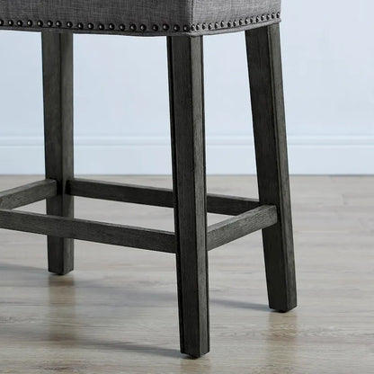 Set of 2 Upholstered Counter Height Backless Saddle Seat Stools