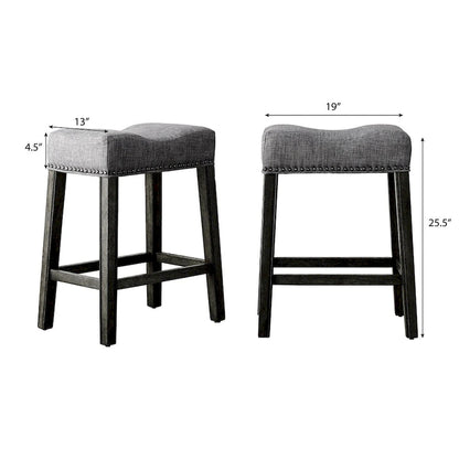 Set of 2 Upholstered Counter Height Backless Saddle Seat Stools