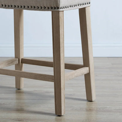 Set of 2 Upholstered Counter Height Backless Saddle Seat Stools