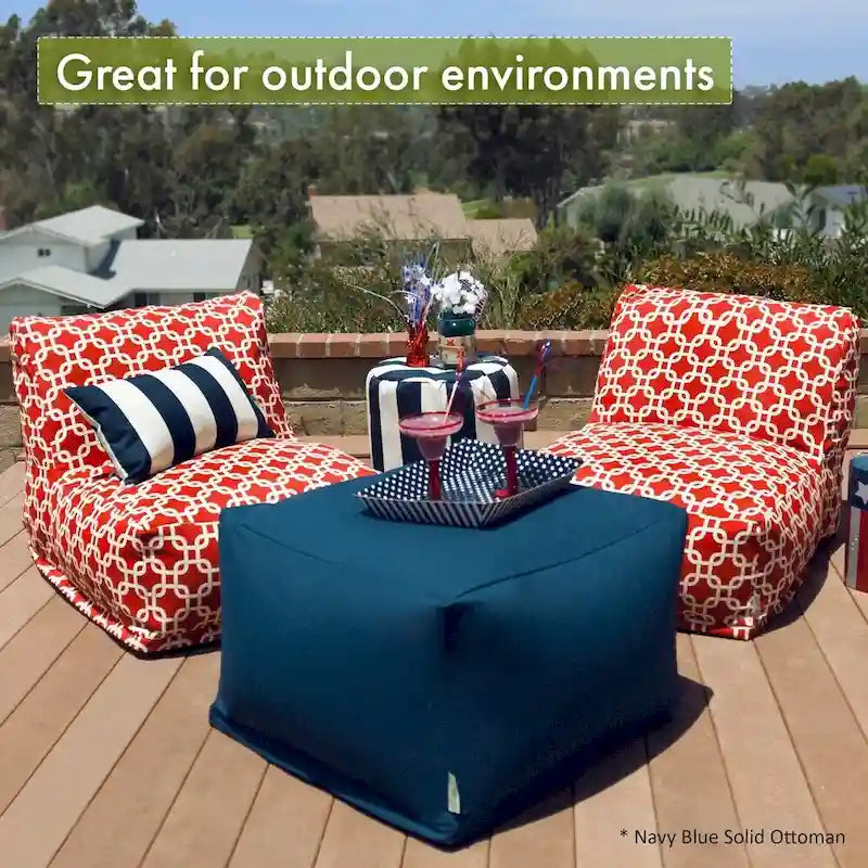 Majestic Home Goods Indoor Outdoor SouthWest Ottoman Pouf 27 in L x 27 in W x 17 in H