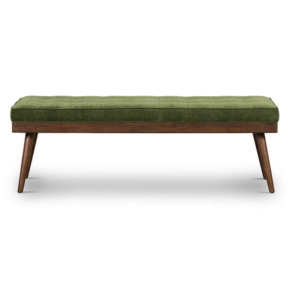 Poly & Bark Luca Fabric Bench - Tufted Seat with Solid Wood Legs