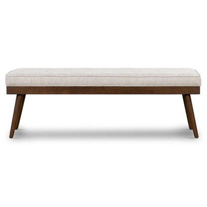 Poly & Bark Luca Fabric Bench - Tufted Seat with Solid Wood Legs