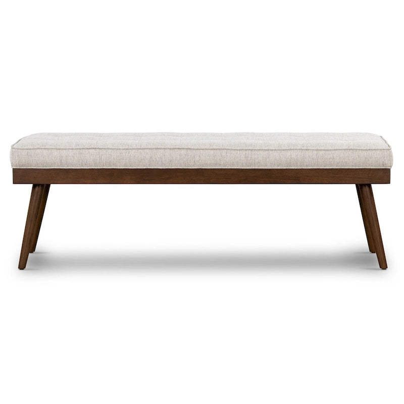 Poly & Bark Luca Fabric Bench - Tufted Seat with Solid Wood Legs