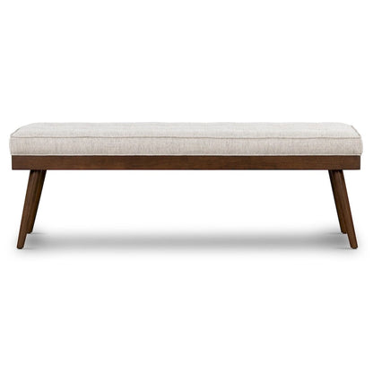 Poly & Bark Luca Fabric Bench - Tufted Seat with Solid Wood Legs