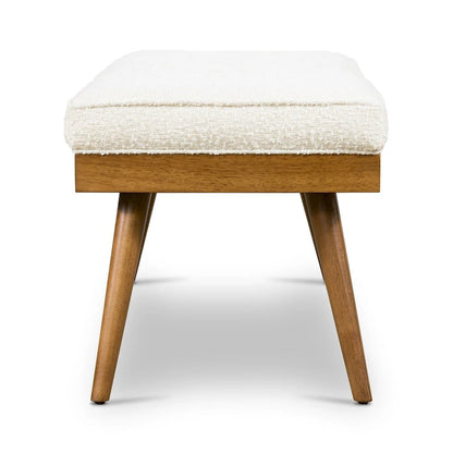 Poly & Bark Luca Fabric Bench - Tufted Seat with Solid Wood Legs