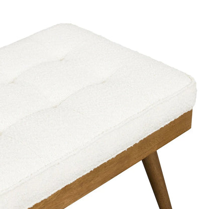 Poly & Bark Luca Fabric Bench - Tufted Seat with Solid Wood Legs