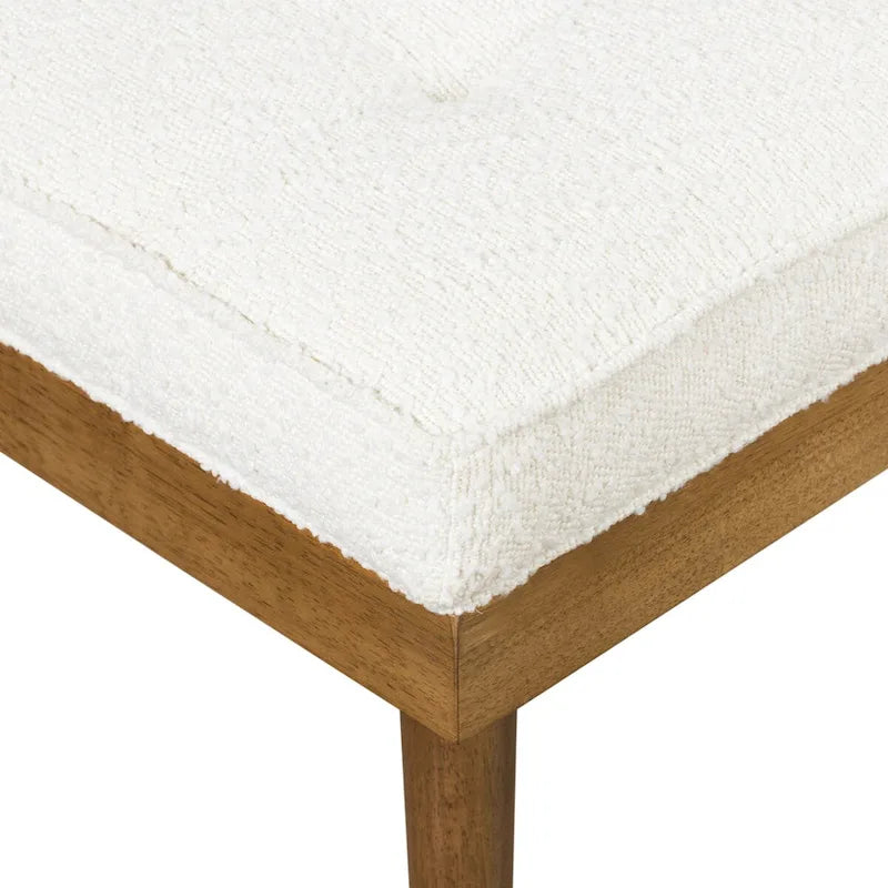Poly & Bark Luca Fabric Bench - Tufted Seat with Solid Wood Legs