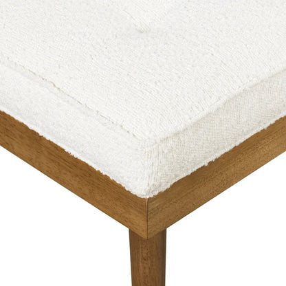Poly & Bark Luca Fabric Bench - Tufted Seat with Solid Wood Legs