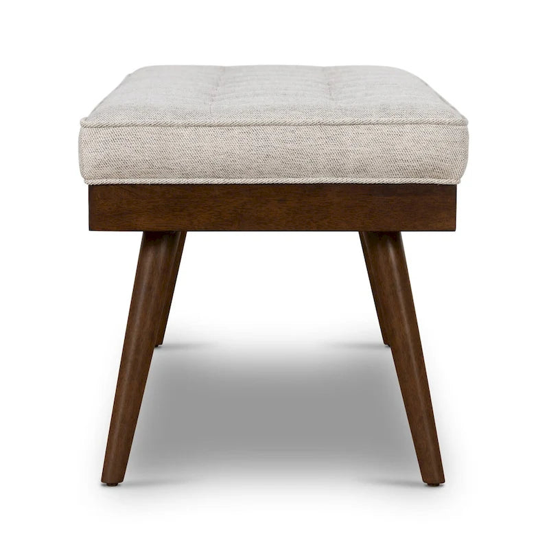 Poly & Bark Luca Fabric Bench - Tufted Seat with Solid Wood Legs