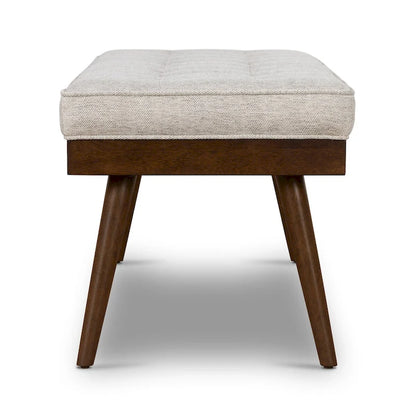 Poly & Bark Luca Fabric Bench - Tufted Seat with Solid Wood Legs
