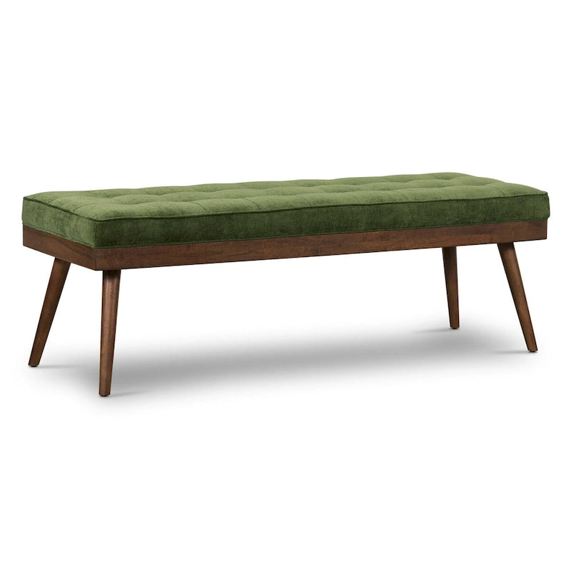 Poly & Bark Luca Fabric Bench - Tufted Seat with Solid Wood Legs
