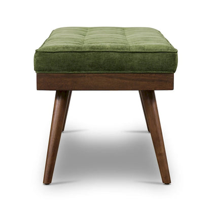 Poly & Bark Luca Fabric Bench - Tufted Seat with Solid Wood Legs