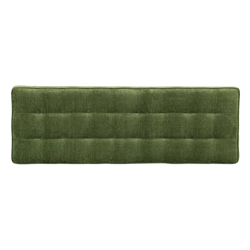 Poly & Bark Luca Fabric Bench - Tufted Seat with Solid Wood Legs