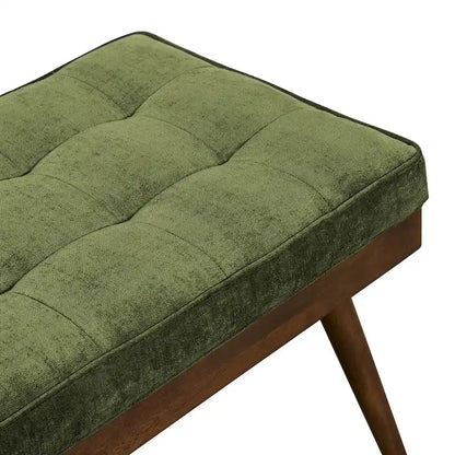 Poly & Bark Luca Fabric Bench - Tufted Seat with Solid Wood Legs