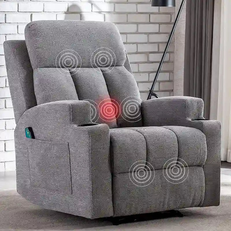 Massage Recliner and Manual Singles Sofa with Remote control