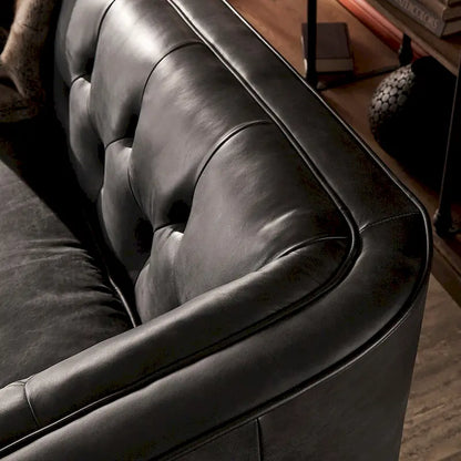 Tullio Black Leather Button Tufted Loveseat by iNSPIRE Q Modern - Sofa