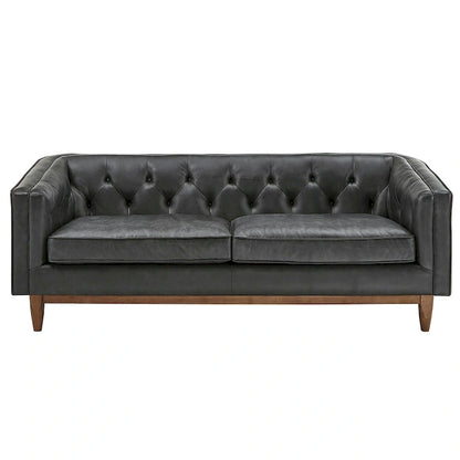 Tullio Black Leather Button Tufted Loveseat by iNSPIRE Q Modern - Sofa