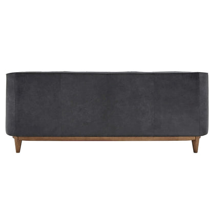 Tullio Black Leather Button Tufted Loveseat by iNSPIRE Q Modern - Sofa