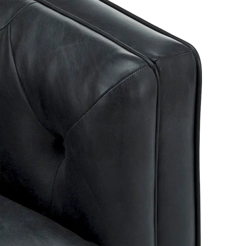 Tullio Black Leather Button Tufted Loveseat by iNSPIRE Q Modern - Sofa
