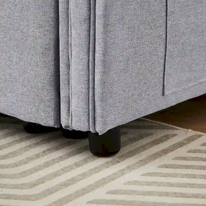 Modern Linen Convertible Loveseat Sleeper Sofa Couch with Adjustable Backrest, Pull-Out Bed and 2 Lumbar Pillows