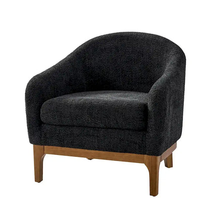 Augus Modern Boucle Accent Barrel Chair with Solid Wood Legs by
