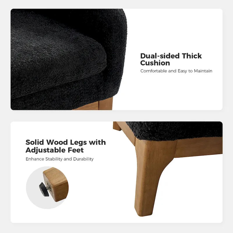 Augus Modern Boucle Accent Barrel Chair with Solid Wood Legs by