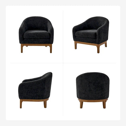 Augus Modern Boucle Accent Barrel Chair with Solid Wood Legs by