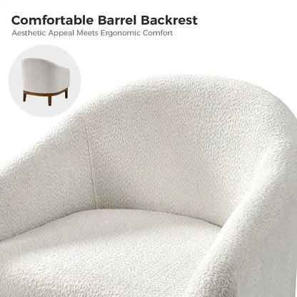 Augus Modern Boucle Accent Barrel Chair with Solid Wood Legs by