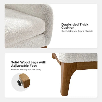 Augus Modern Boucle Accent Barrel Chair with Solid Wood Legs by