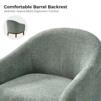 Augus Modern Boucle Accent Barrel Chair with Solid Wood Legs by