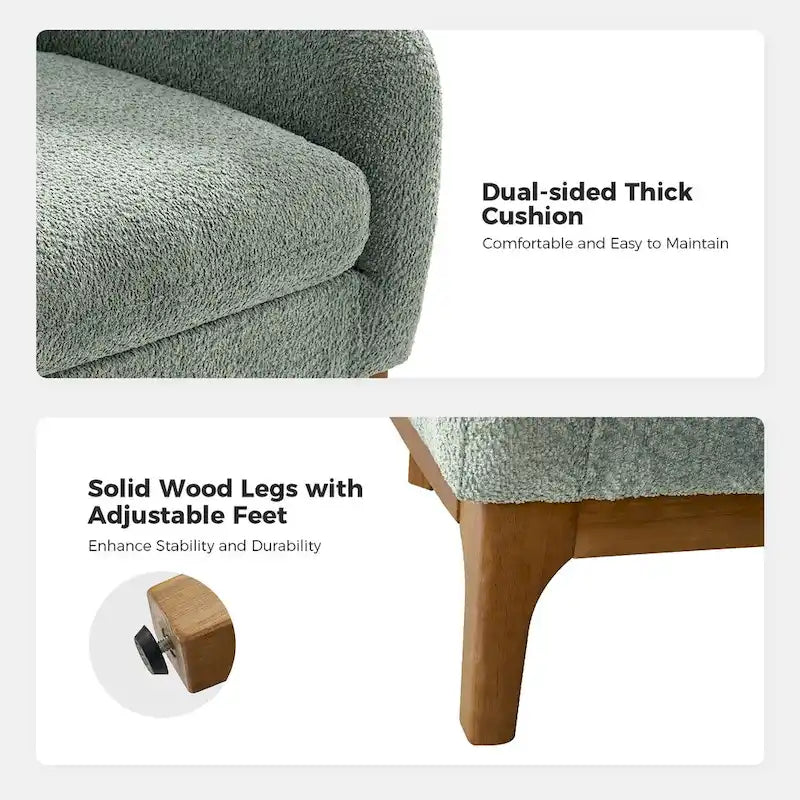 Augus Modern Boucle Accent Barrel Chair with Solid Wood Legs by