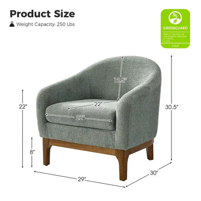 Augus Modern Boucle Accent Barrel Chair with Solid Wood Legs by