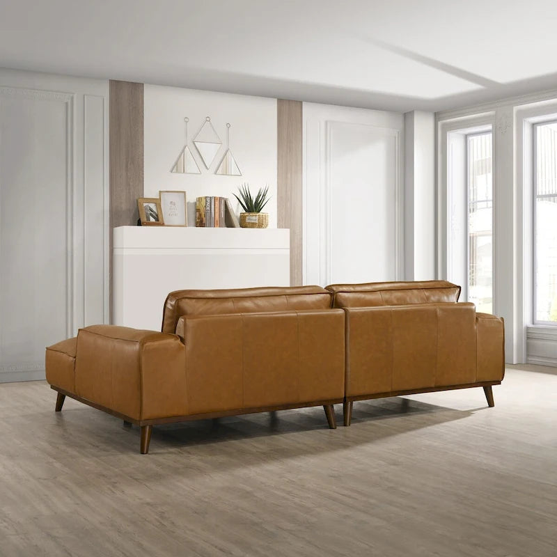 Dayton Mid-Century Modern Genuine Leather Sectional Sofa