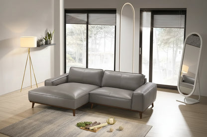 Dayton Mid-Century Modern Genuine Leather Sectional Sofa